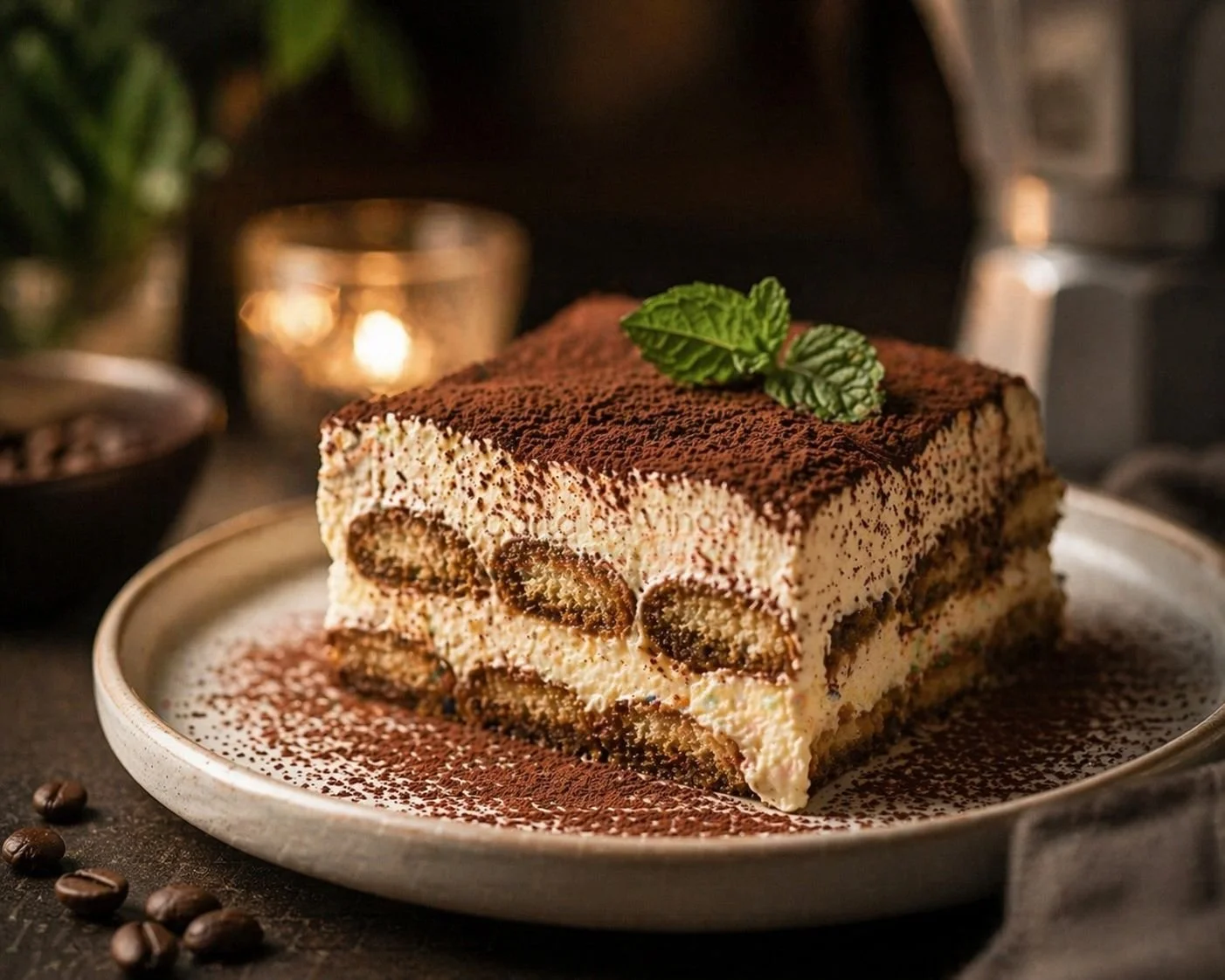 Tiramisú italiano casero en restaurante napolitano en Altea