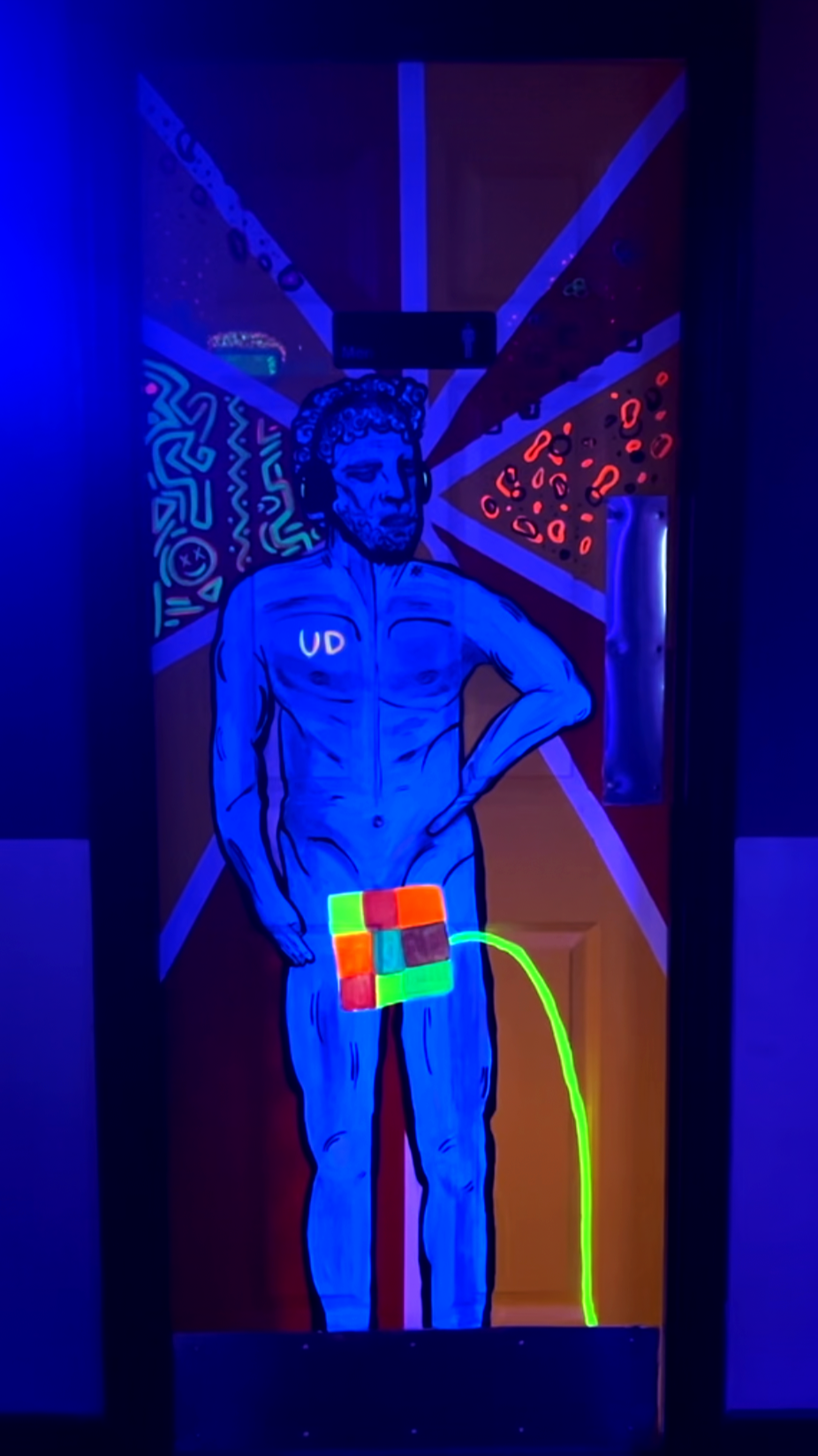 UV Blacklight paint on bathroom door