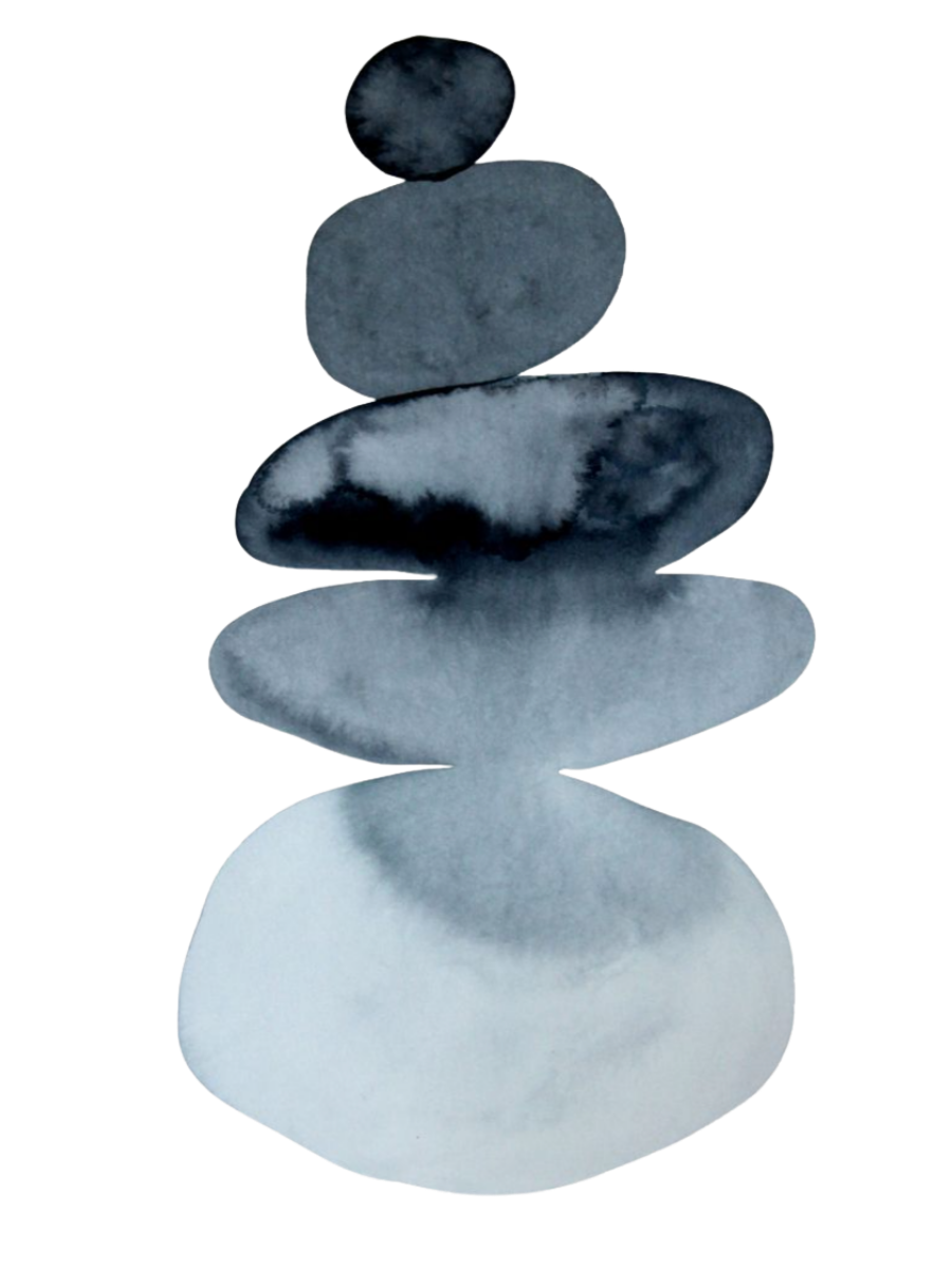 Stacked smooth stones in shades of black, gray, and white.