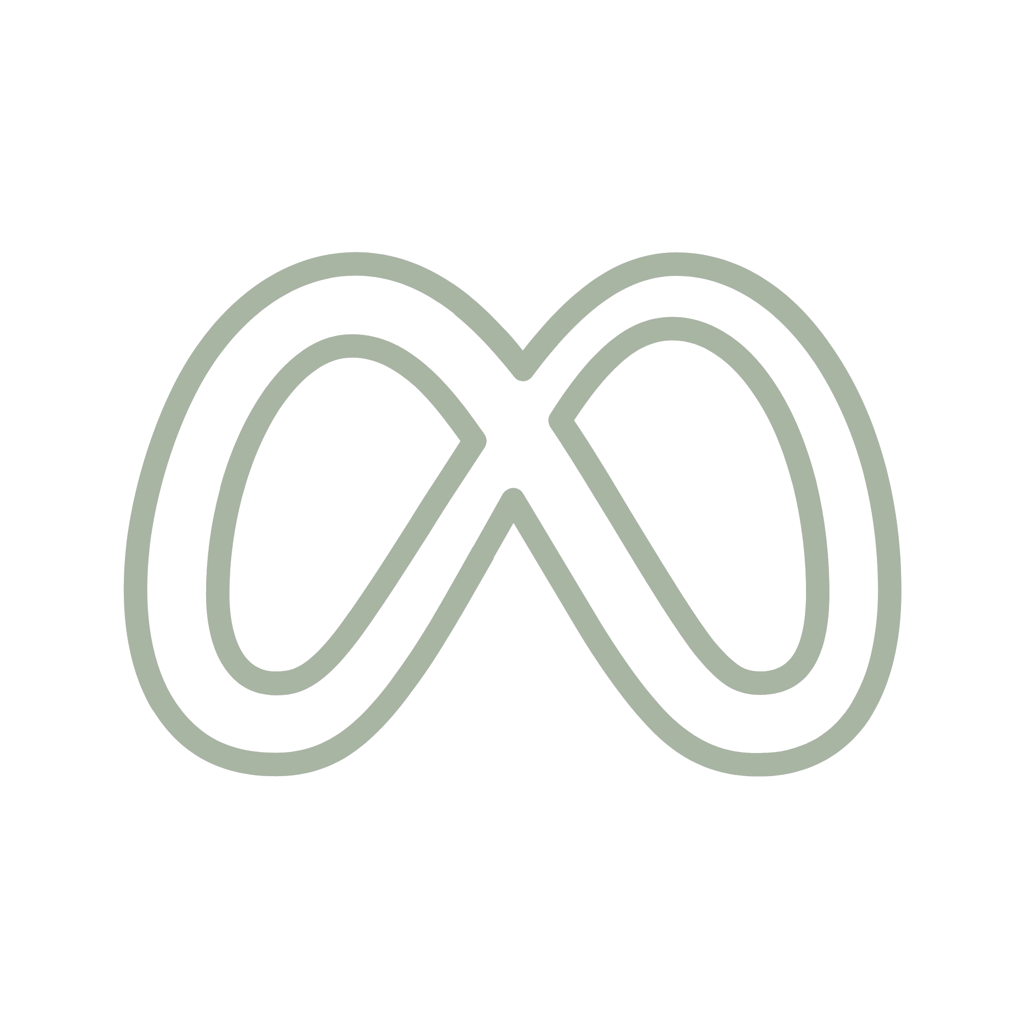 Line art illustration of Meta logo.