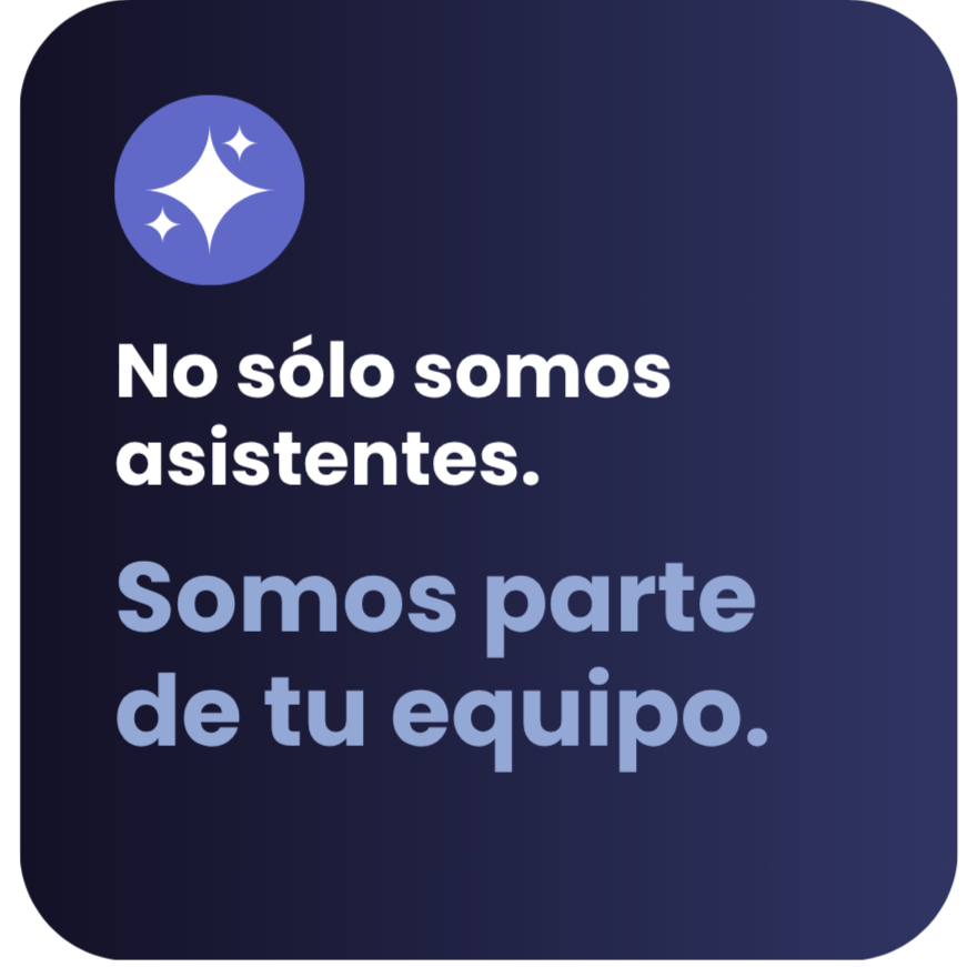 Mensaje motivacional sobre trabajo en equipo, con ícono de estrellas y fondo oscuro.