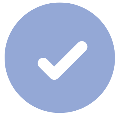 Símbolo de una marca de verificación en un círculo azul claro.