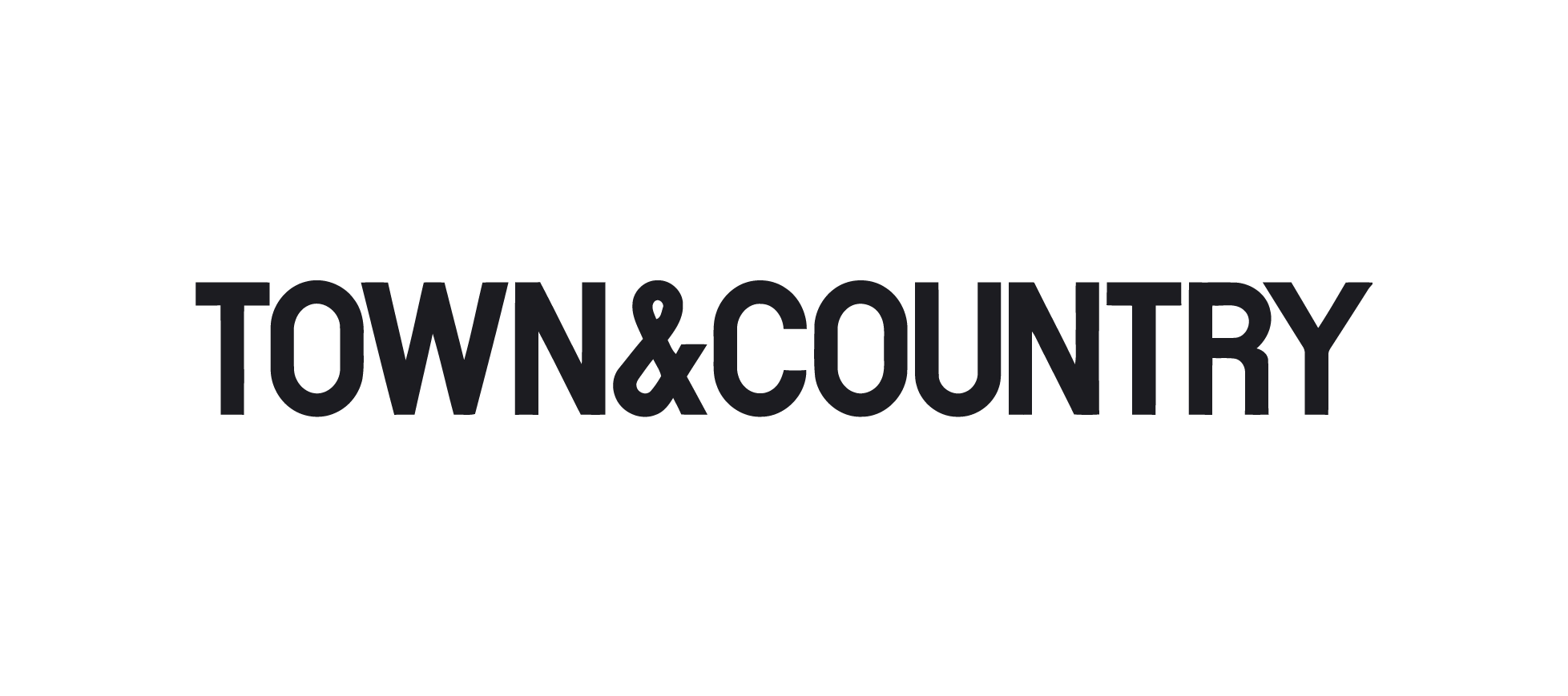 Logo for Town & Country, featuring a black silhouette of a rural landscape with trees and a cozy house, next to the text 'Town & Country' in black capital letters.