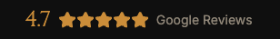 Google reviews rating of 4.7 stars with five stars filled in.