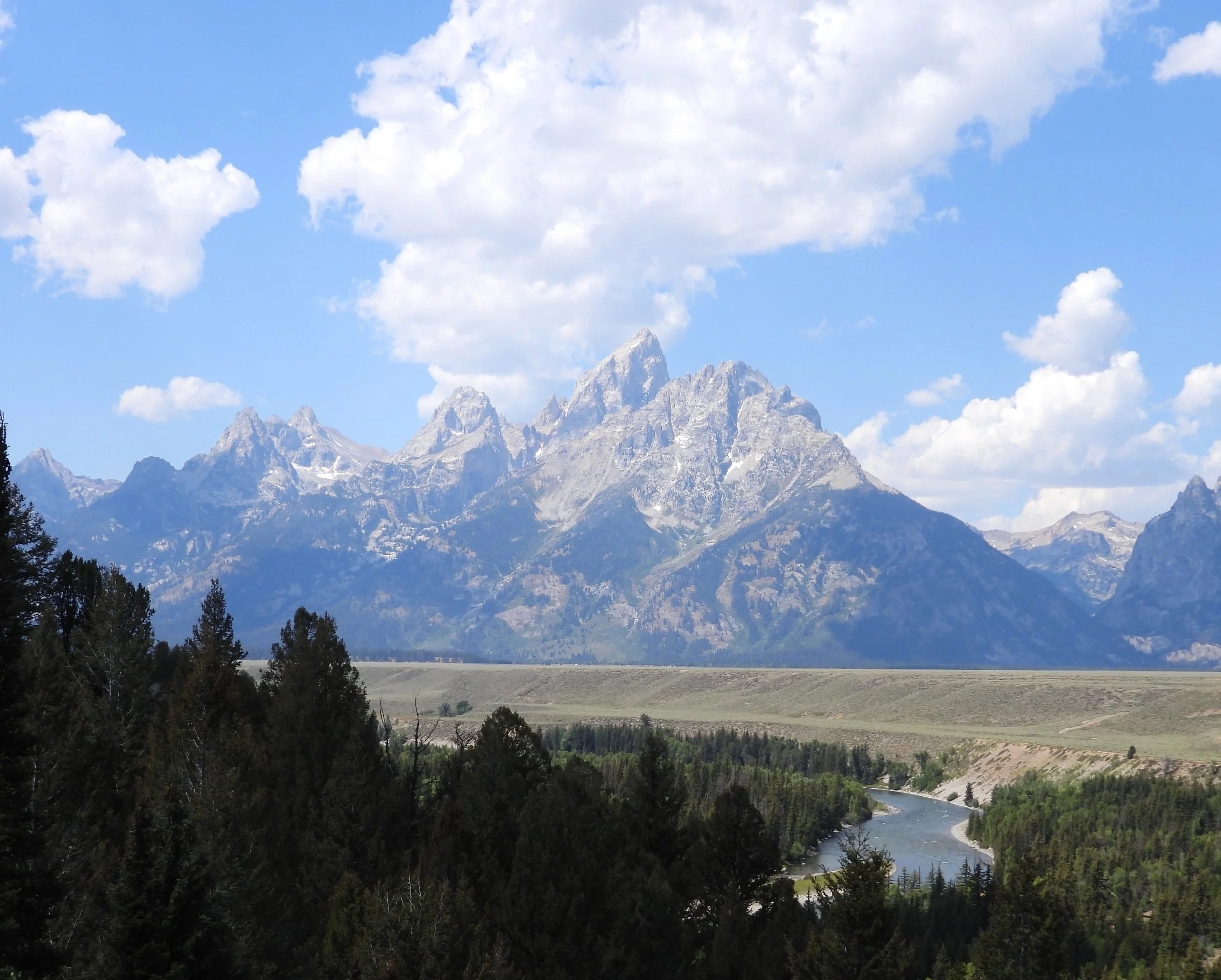 Image of Teton mountains from Snake River overlook in Grand Teton National Park