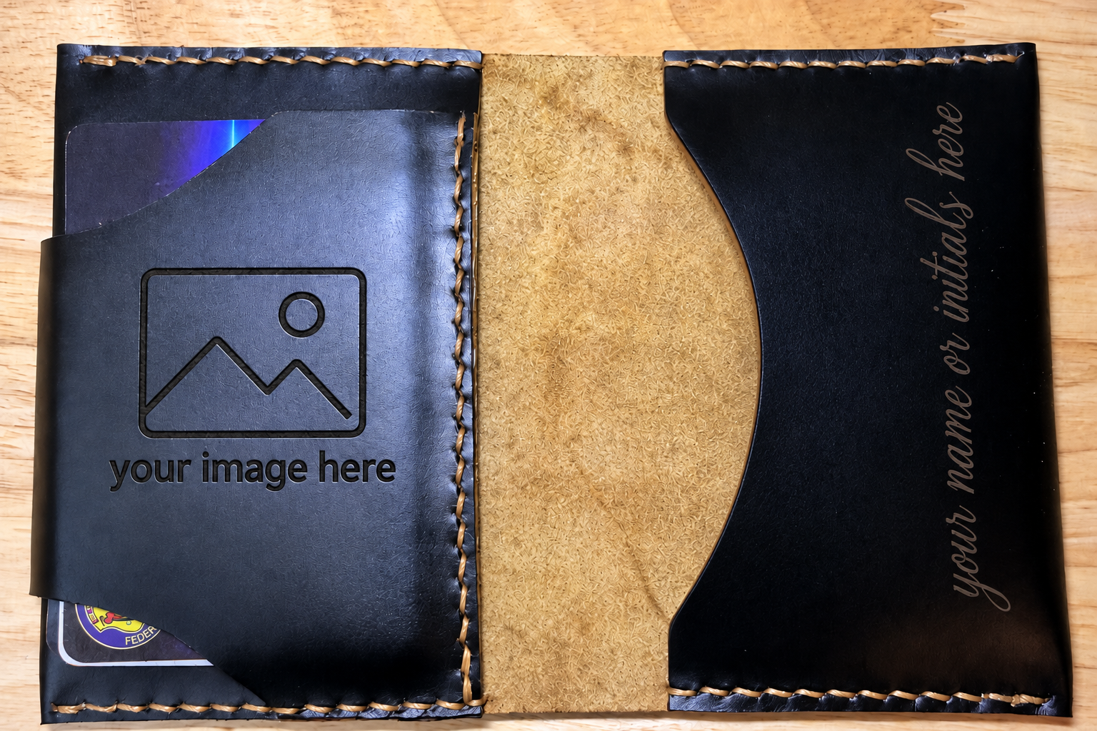 Engraved Leather Wallet Flat Lay.png