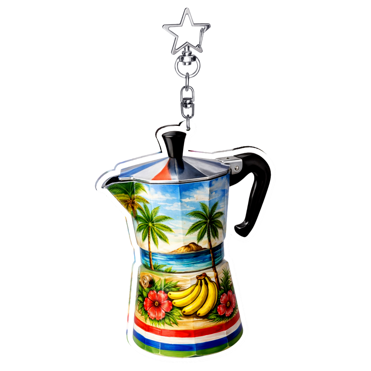 painted moka pot giant keychain