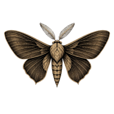 Illustration of a moth with detailed wings and antennae