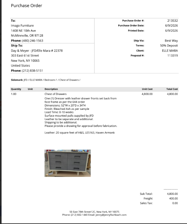 Custom Order for JFD - Deposit