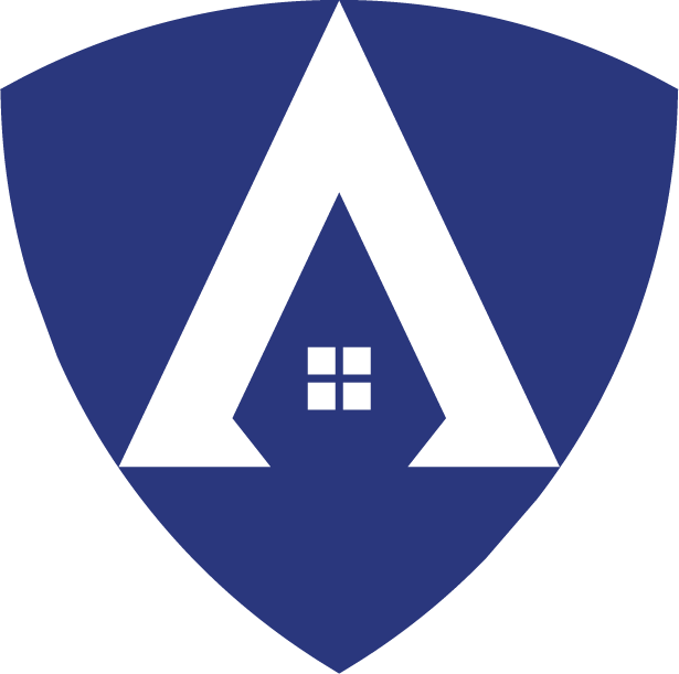 A logo with a blue shield background, representing the protection that preventative maintenance service with Aegis Home Care provides for your home.