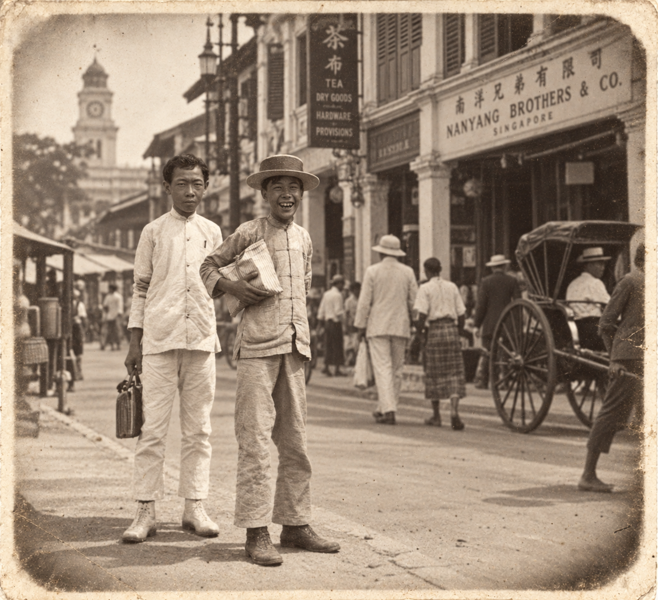 39) Friends on the street.
