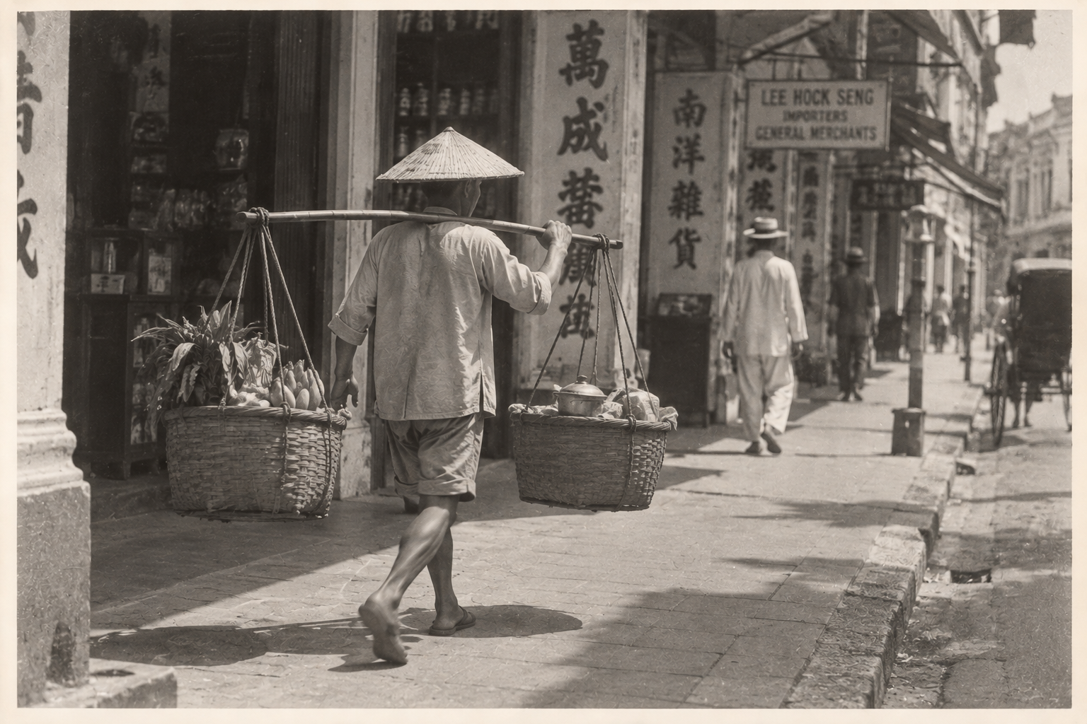 35) The hawker with his shoulder pole.