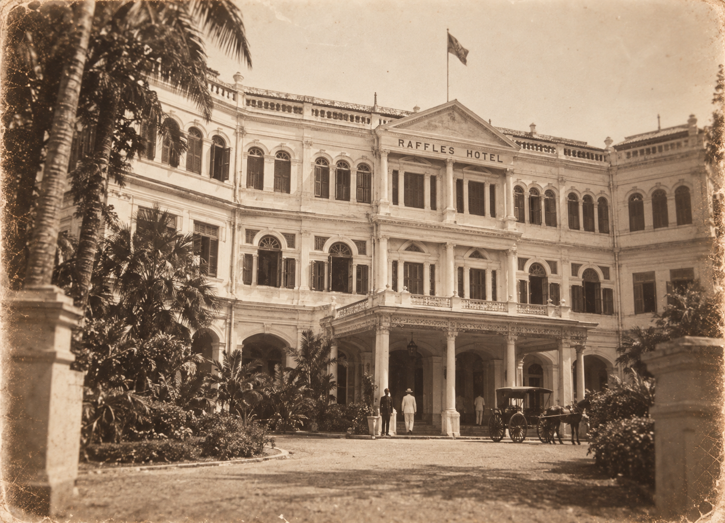 12) The front of Raffles Hotel