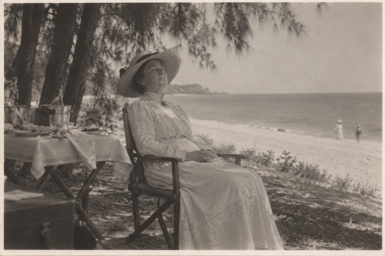 25) Miss Rozario asleep under the shade of the casuarina trees.