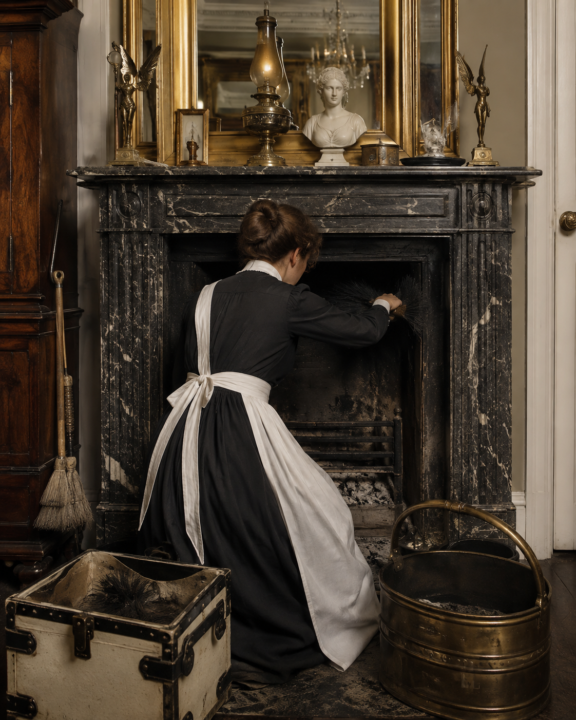 Housemaid Lighting a Fire