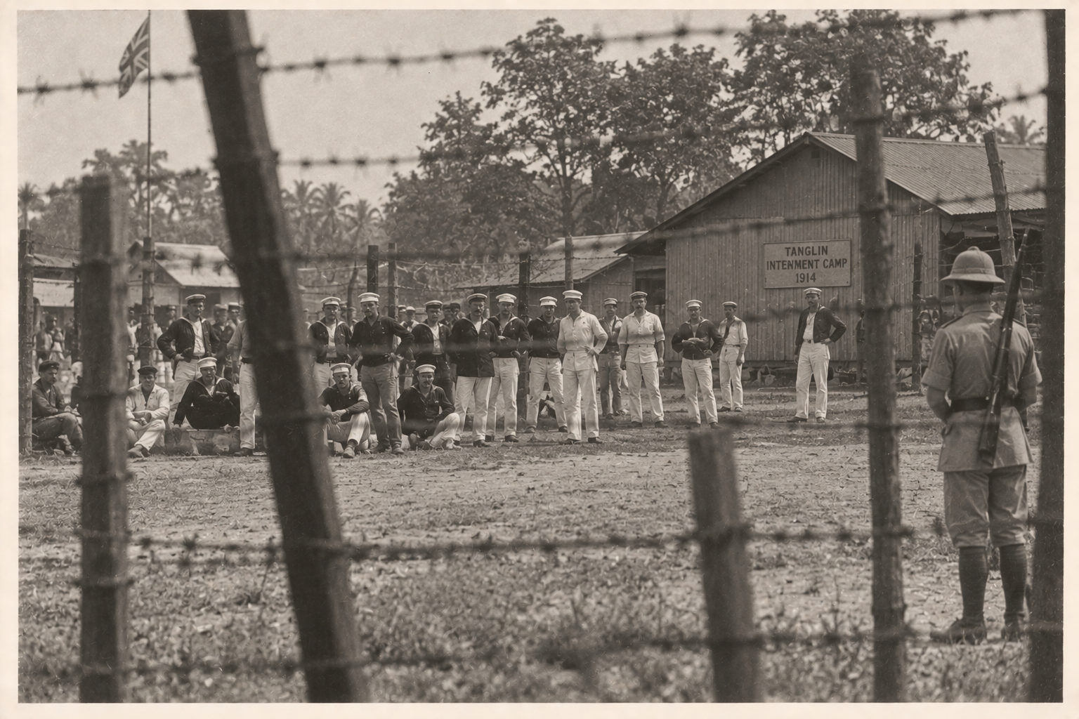 40) Prisoners behind the wire.