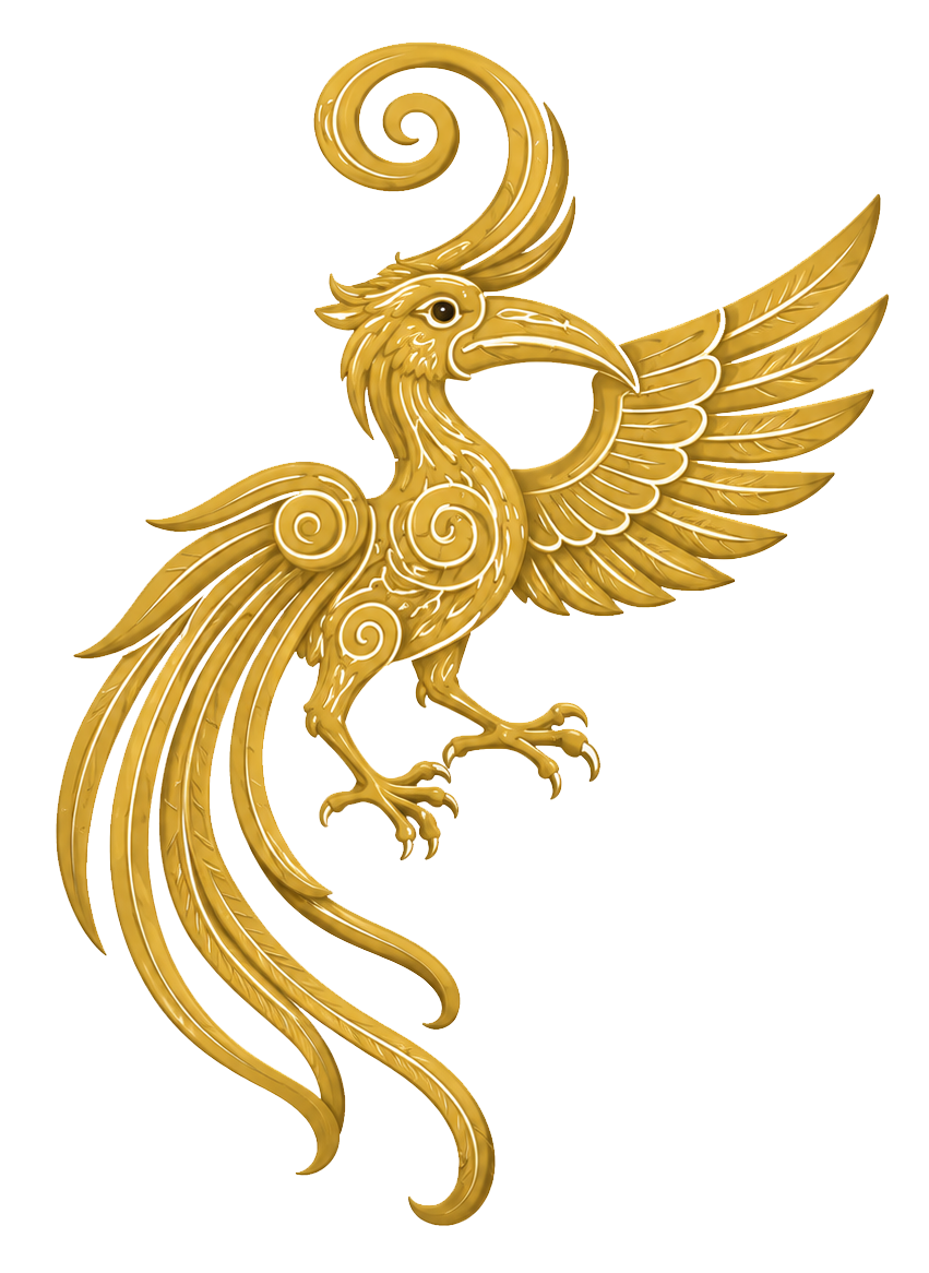 Jasper Brooke's Gold Logo of his Kenyalang