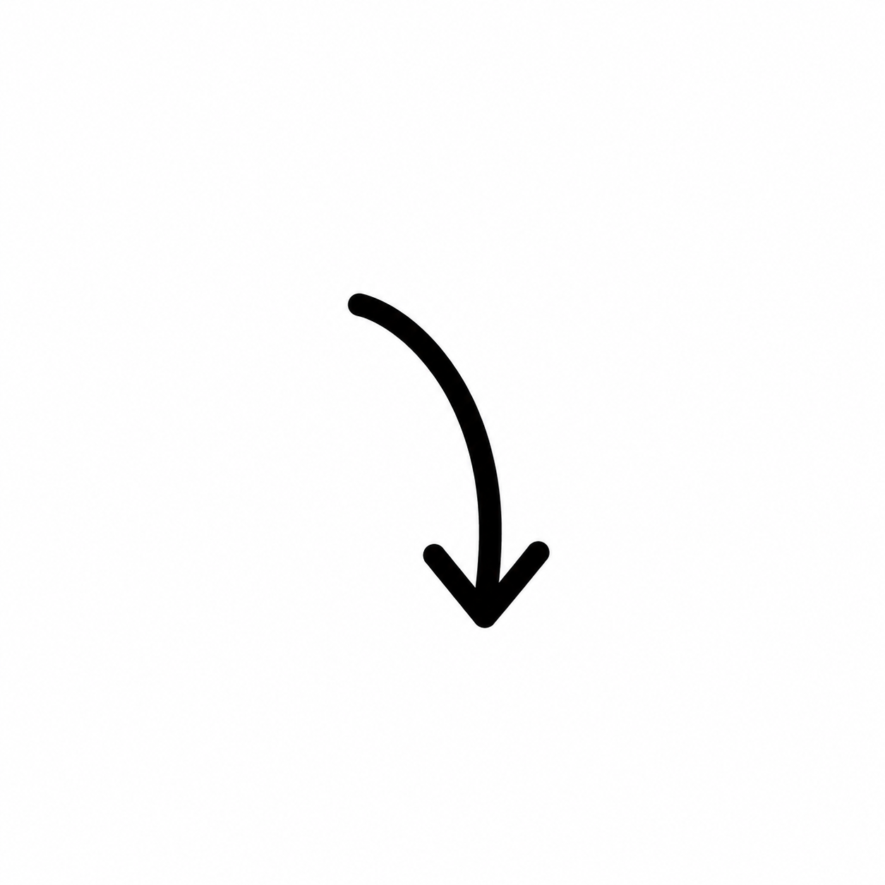A black arrow pointing downward on a white background.