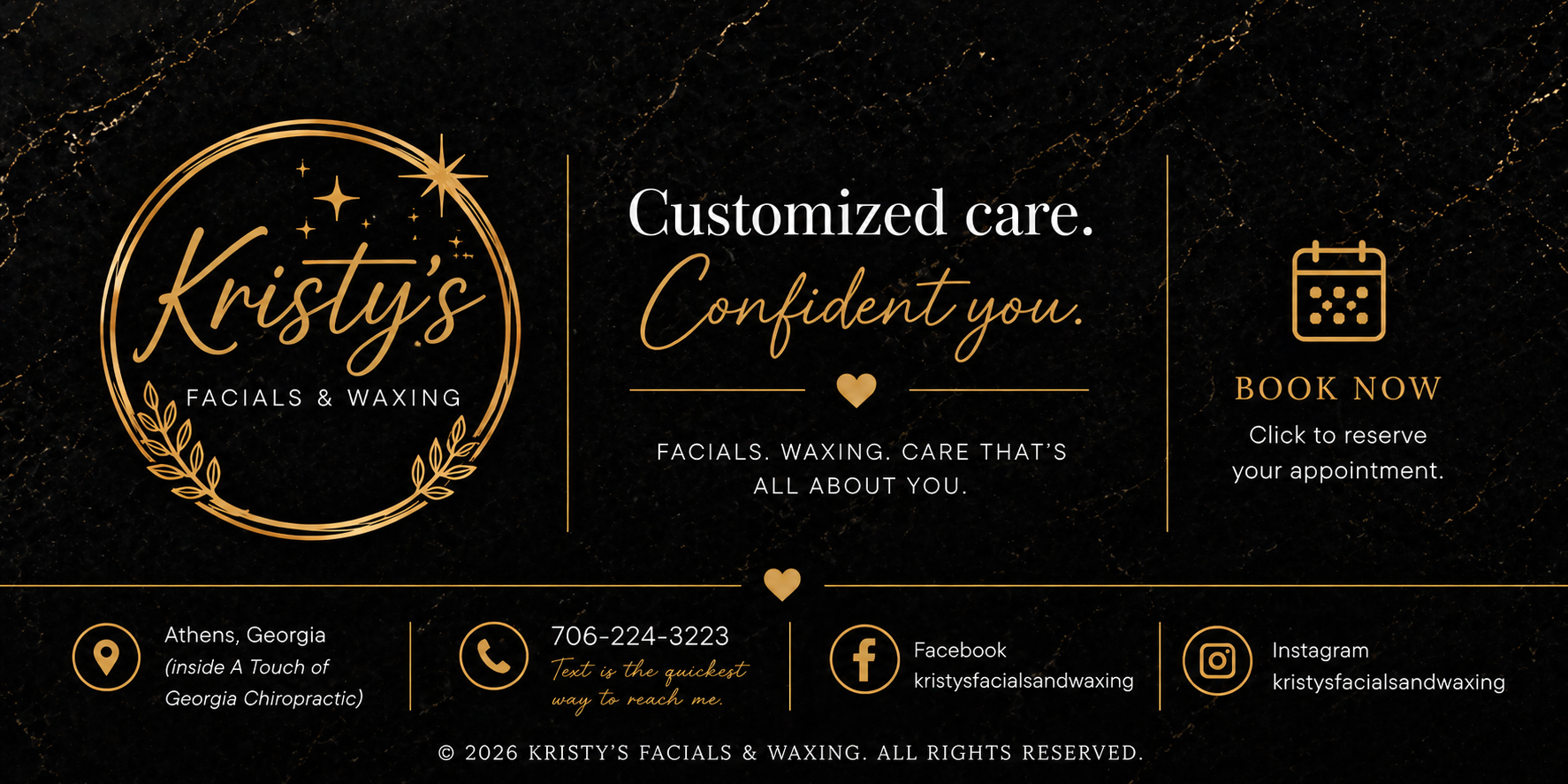 Kristy's Facials & Waxing contact and booking information in Athens, Georgia