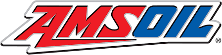 AMS Oil logo in red and blue text with a stylized swoosh background.