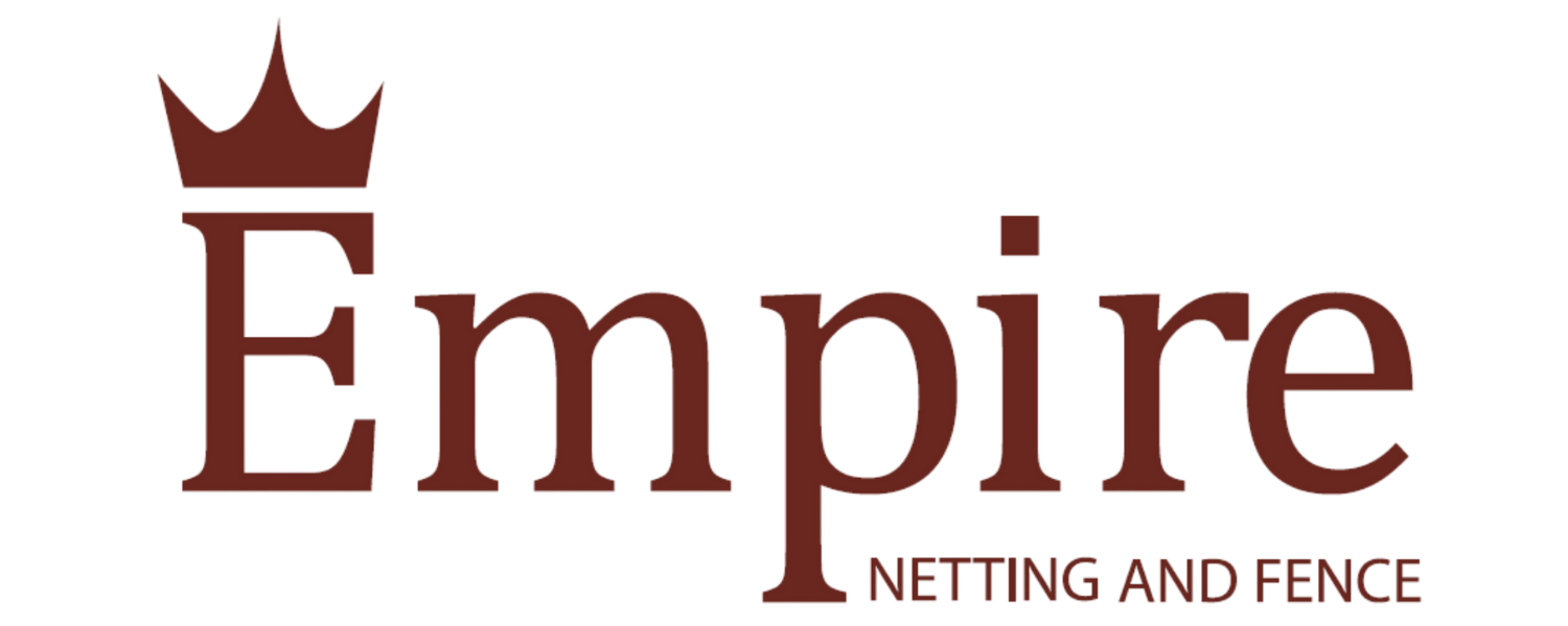 Logo with the word 'Empire' in large font, a small crown above the letter 'E', and the words 'Netting and Fence' below in smaller font.
