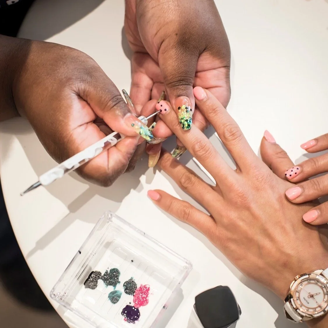 The Nail and Champagne Bar (TNCB) on-site corporate event activations nail accent bar