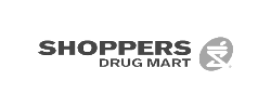 Shoppers Drug Mart logo with black background and white text.