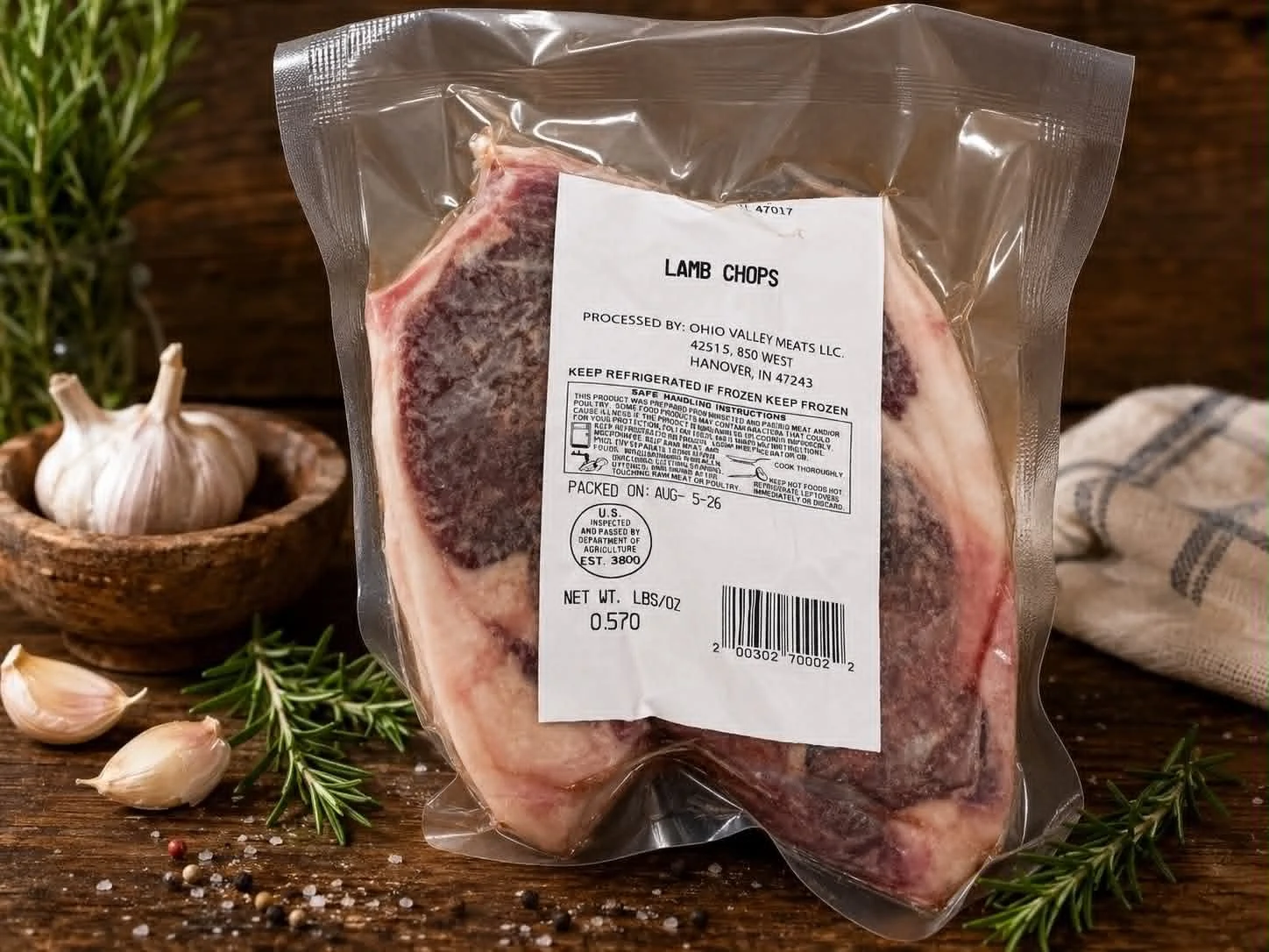 Grassfed/finished lamb chops (2 per pack)
