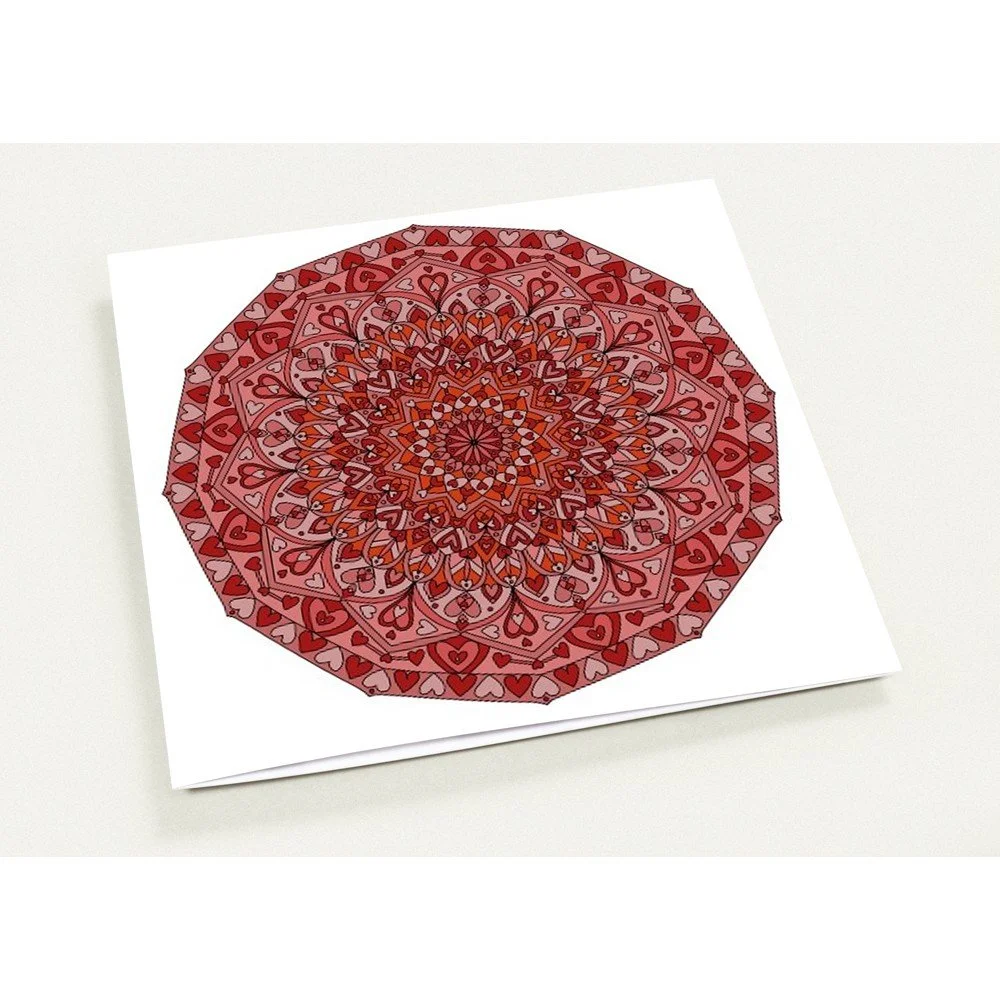 Red Heart Mandala Cards