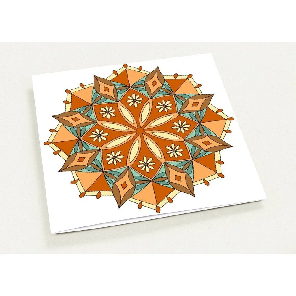 Orange Green Mandala Cards