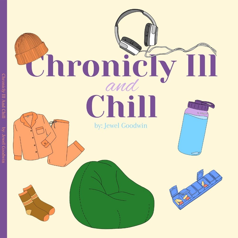 Chronically Ill and Chill: a bold coloring book capturing chronic illness icons.