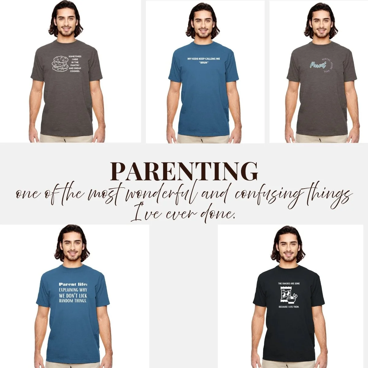 Parenting-coded funny shirts.