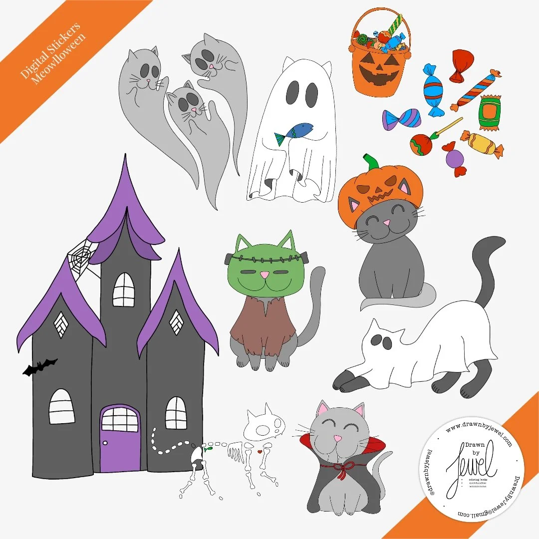 Digital Stickers Meowlloween