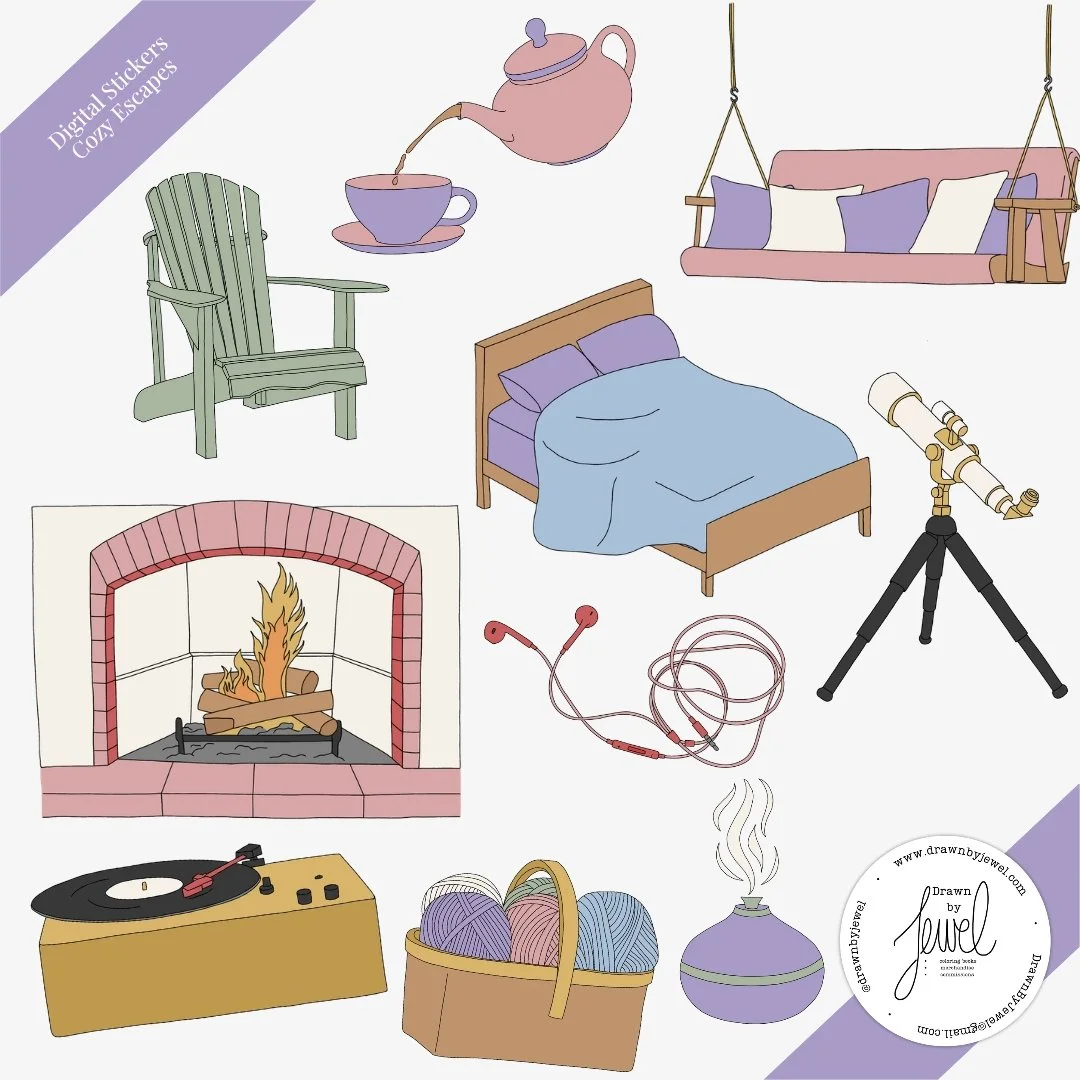 Digital Stickers Cozy Escapes