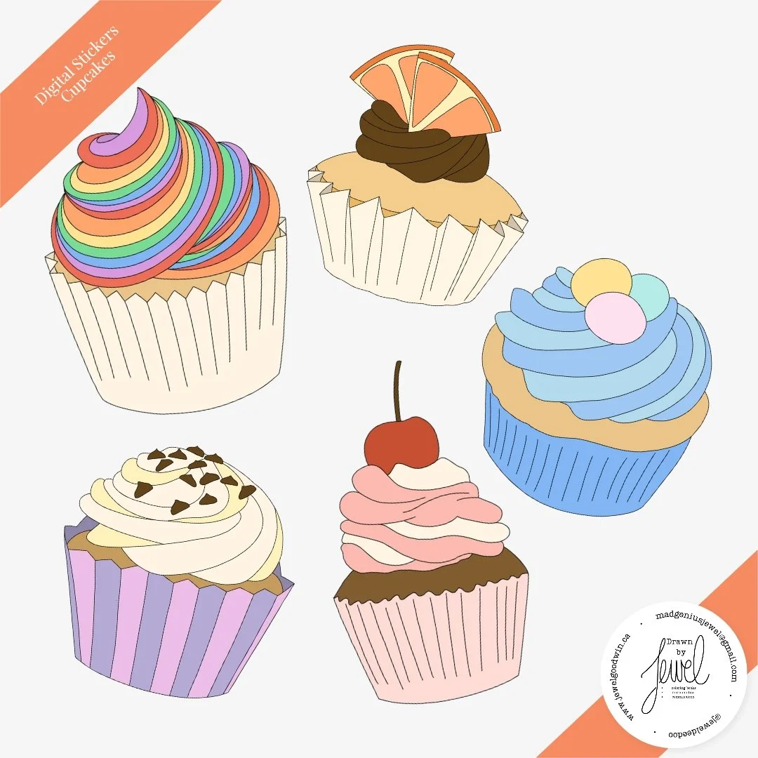 Digital Stickers Cupcakes