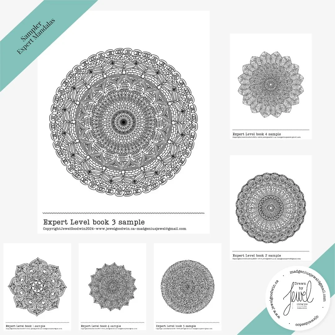 Expert Level Extra Detailed Mandalas For Adult Coloring Sampler Pack