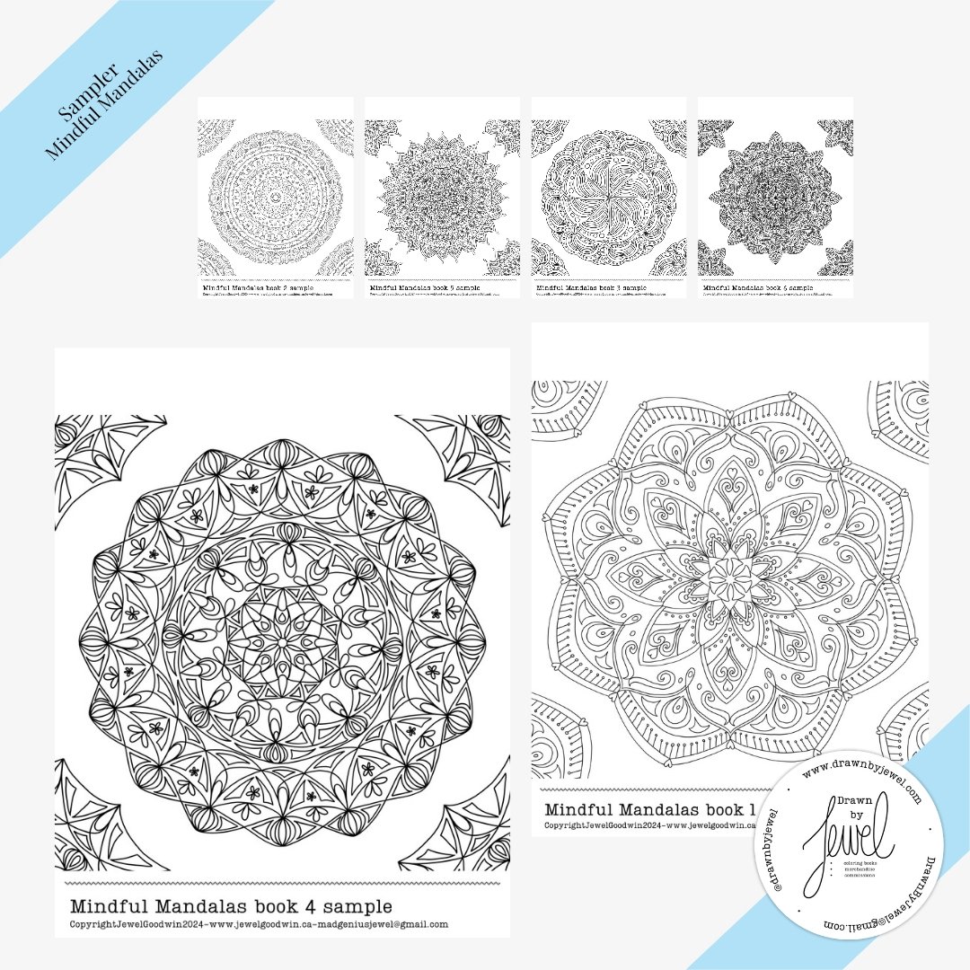 Highly Highly Detailed Hand-drawn Mindful Mandalas for Adult Coloring Sampler Pack