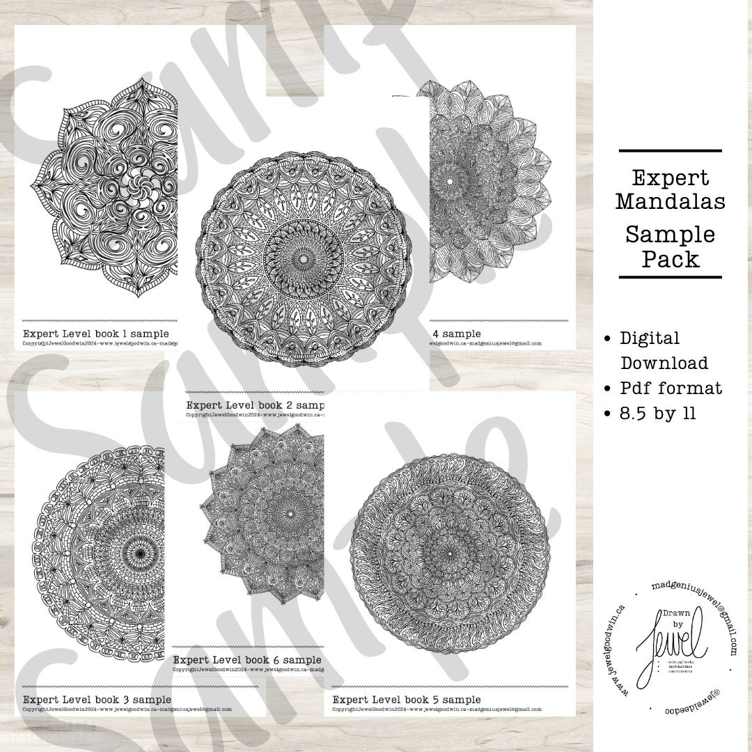 Expert Level Extra Detailed Mandalas For Adult Coloring Sampler Pack
