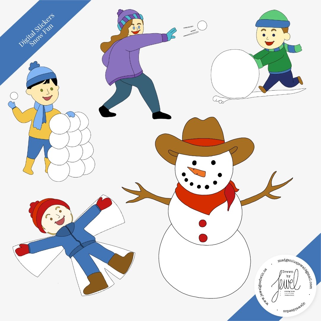 Digital Stickers Snow Fun
