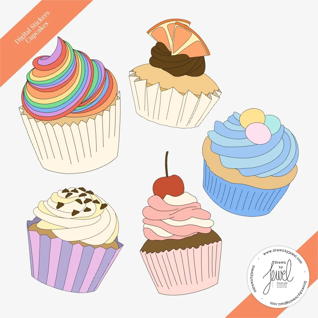 Digital Stickers Cupcakes