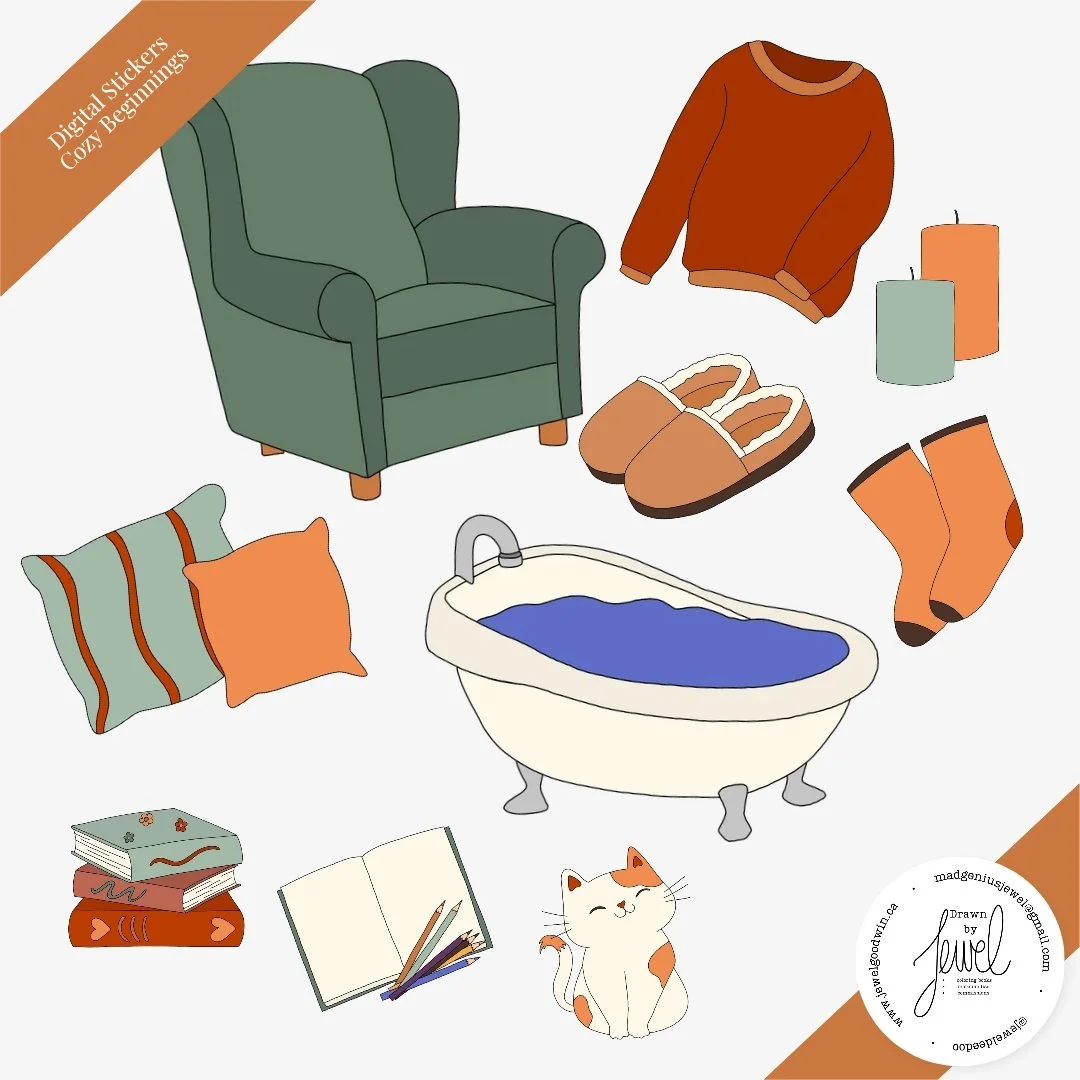 Digital Stickers Cozy Beginnings