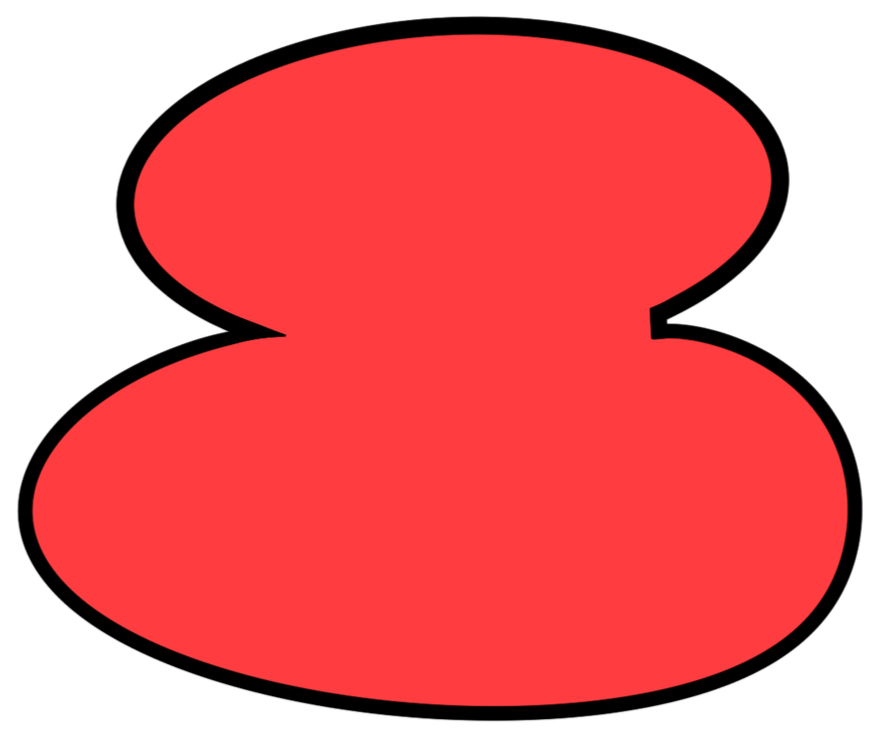 Red number 8 on a black background