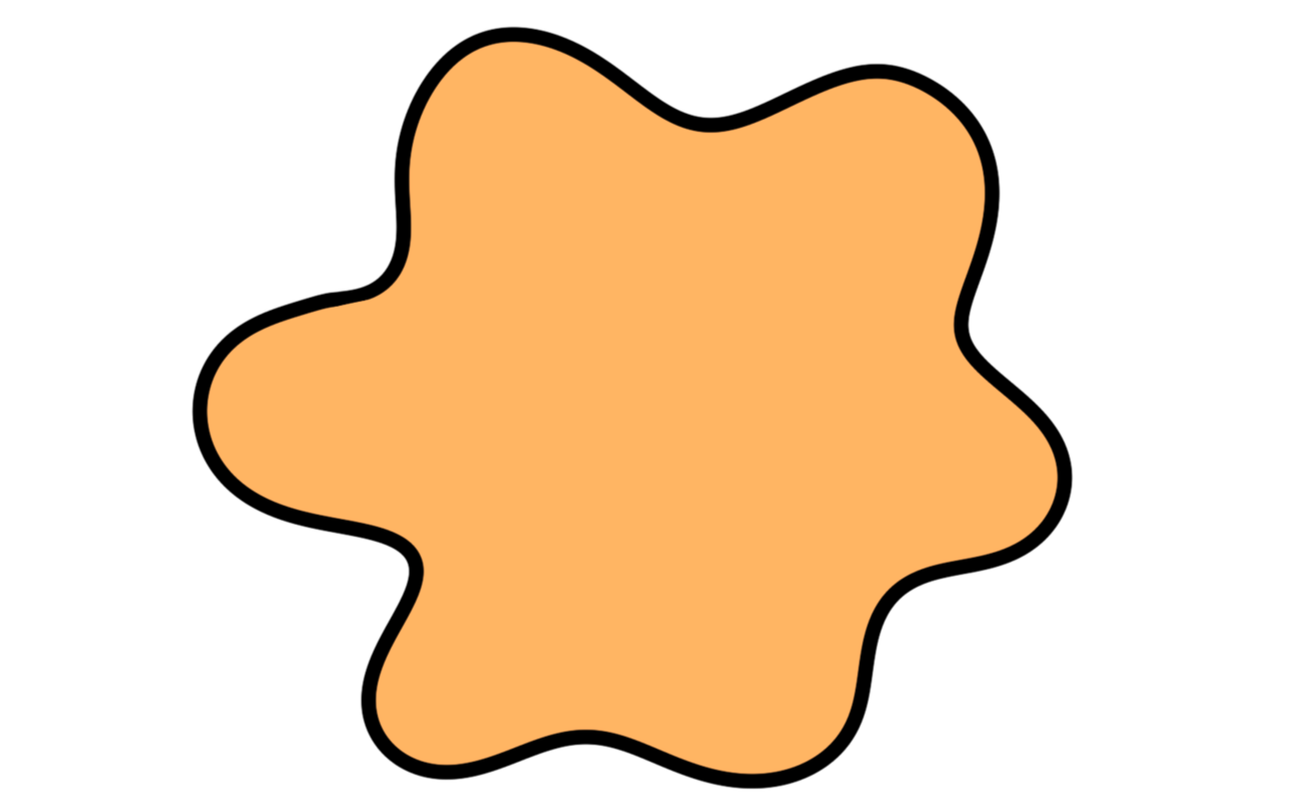 An abstract shape in light orange color with irregular, rounded edges on a black background.