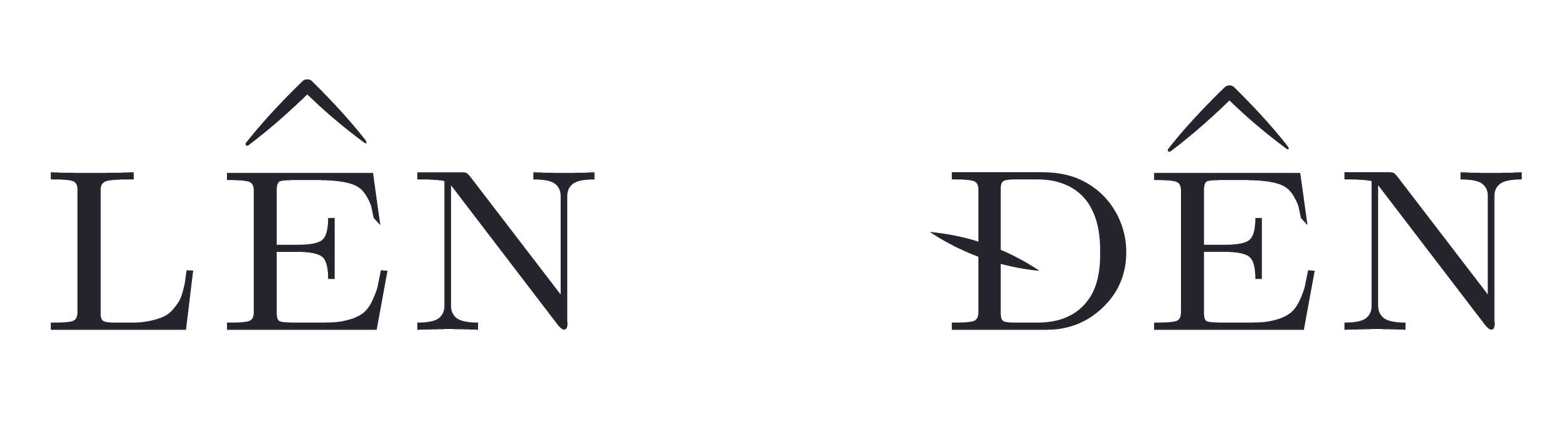 The words 'LEN' and 'DEN' written in large font, with arrows pointing up above each word.