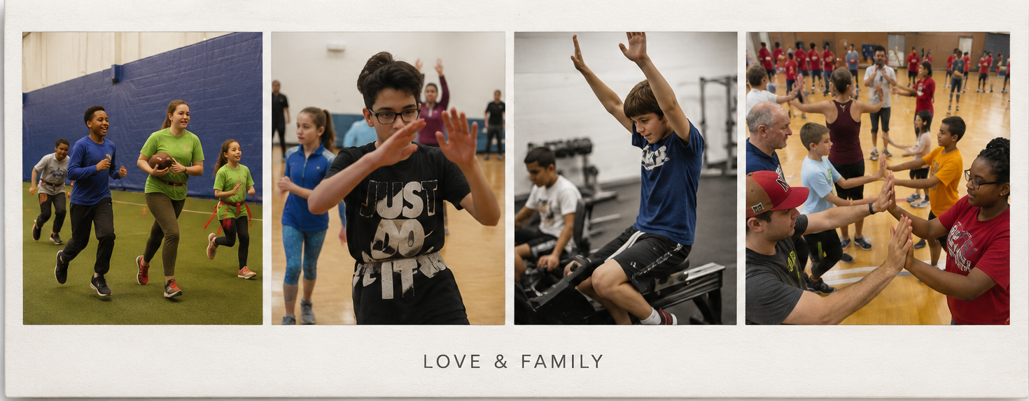 Images of children participating in sports, dance, individual and group events.