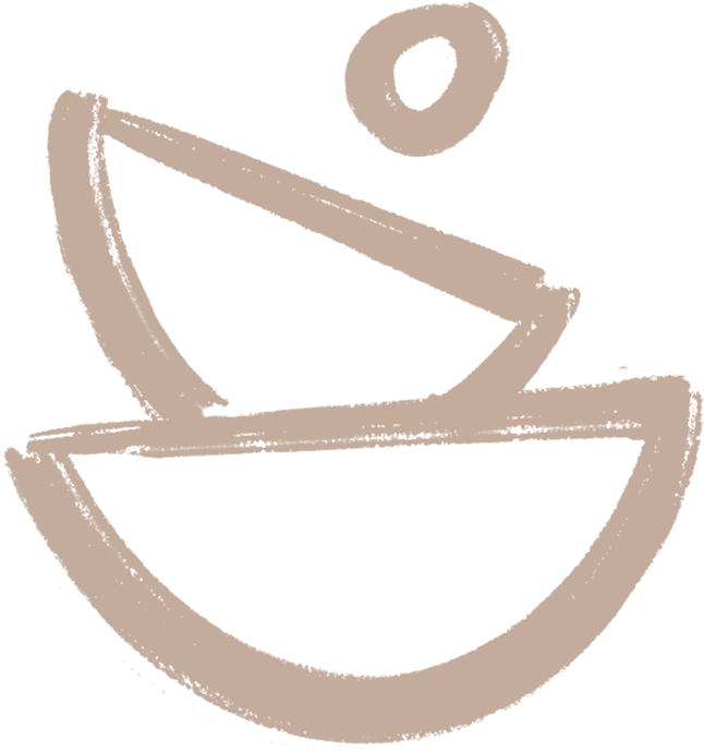 A simple, abstract line drawing of a smiling face with one eye and a curved mouth.