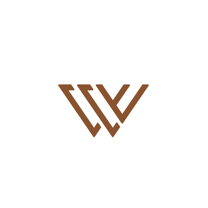 Logo with stylized brown W and V over a black background.