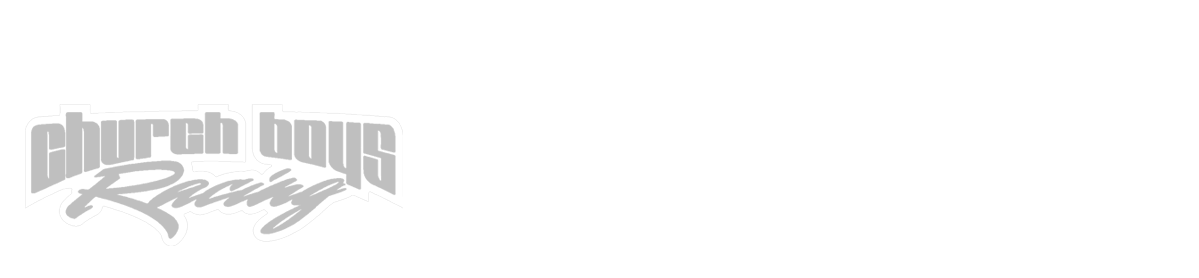 Logos of sponsors: Church Boys Racing, Chevrolet, and Blackstone.