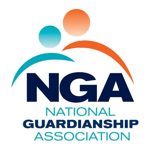 Logo of the National Guardianship Association featuring two stylized human figures in blue and orange with the text NGA National Guardianship Association.