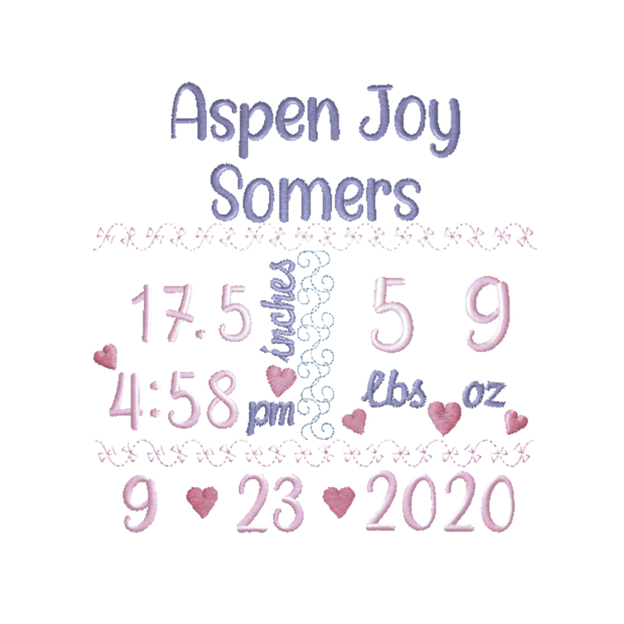Simple Hearts Birth Template